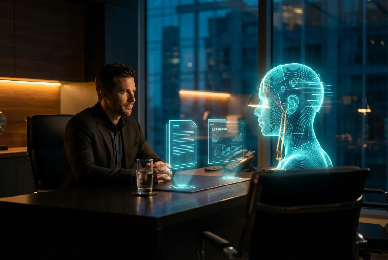 AI mock interview practice session showing real-time scoring and interviewer persona